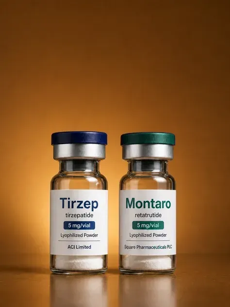 Tirzep and Montaro lyophilized powder vials